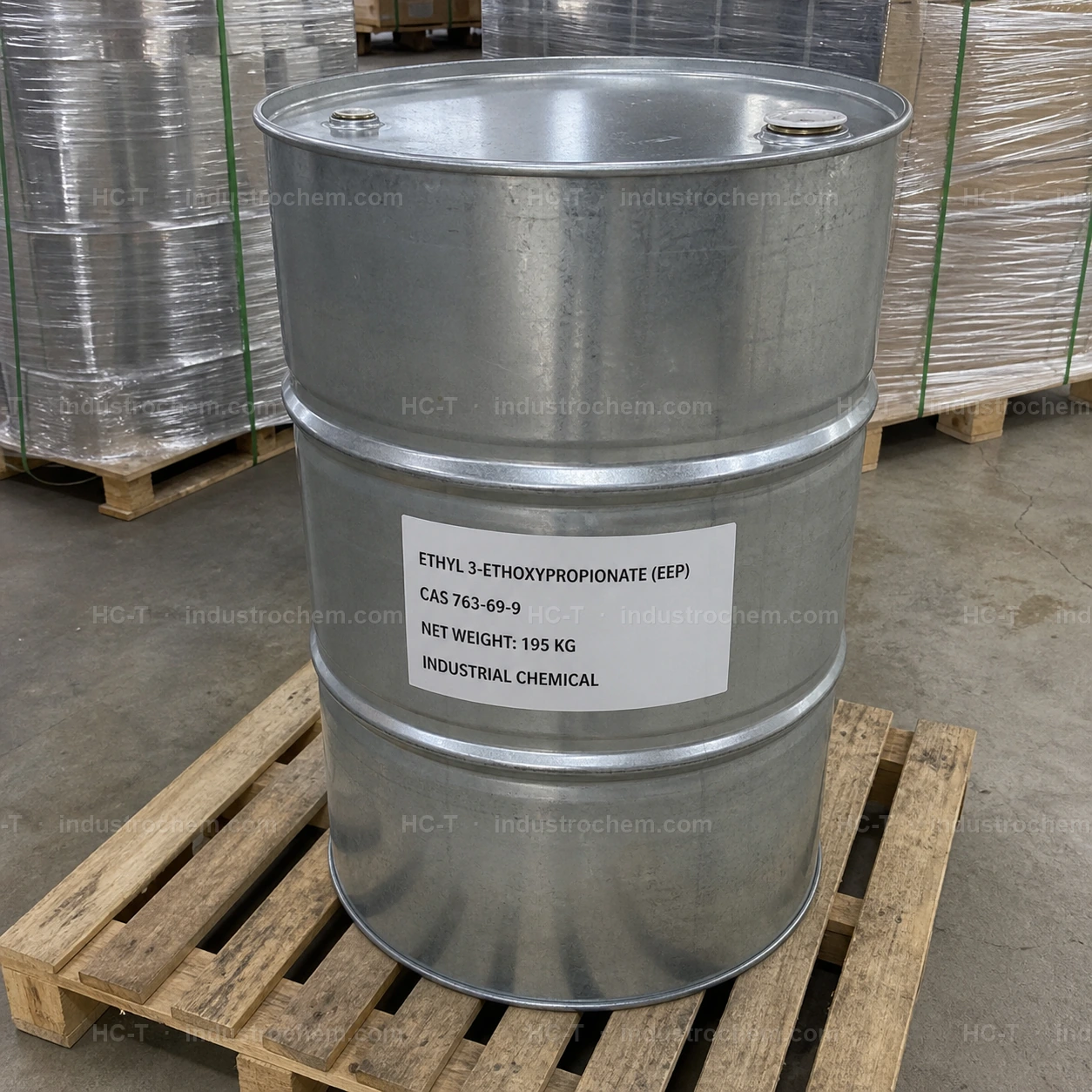 Ethyl 3-ethoxypropionate EEP CAS 763-69-9 in a 195 kg steel drum
