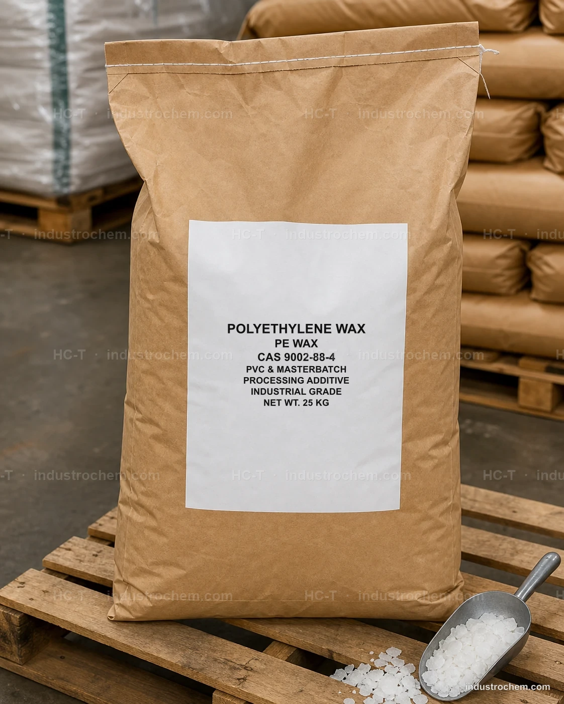 Polyethylene wax PE wax CAS 9002-88-4 in industrial packaging