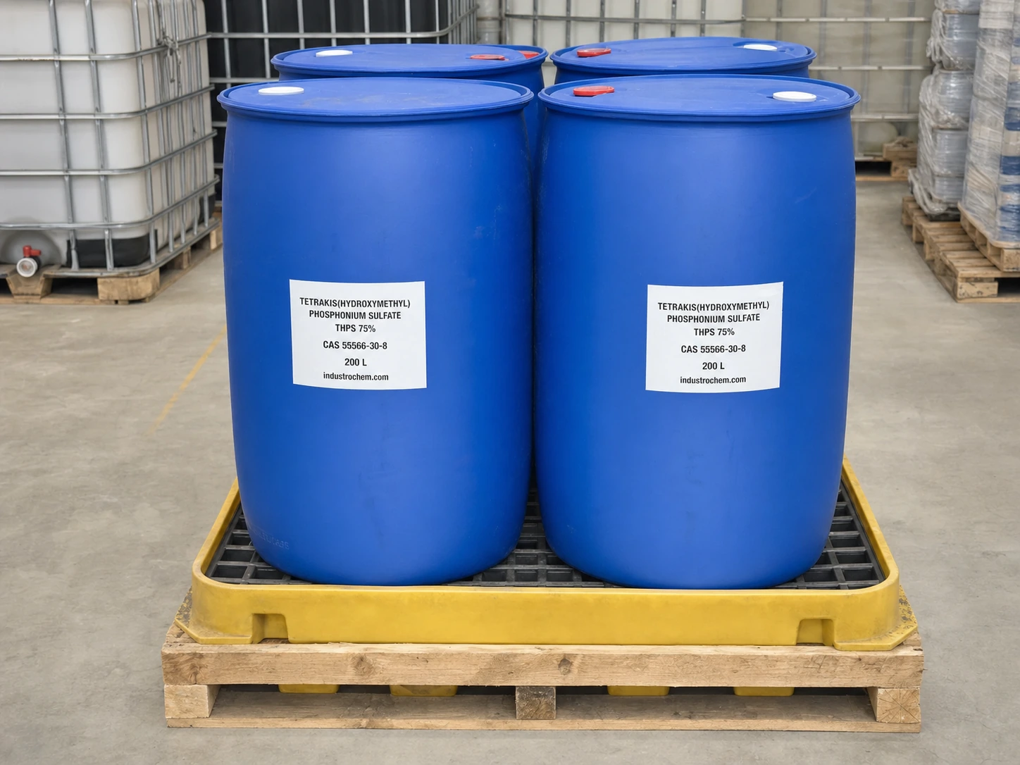 tetrakis-hydroxymethyl-phosphonium-sulfate-thps-cas-55566-30-8-200l-drums Tetrakis(hydroxymethyl)phosphonium Sulfate (THPS) CAS 55566-30-8