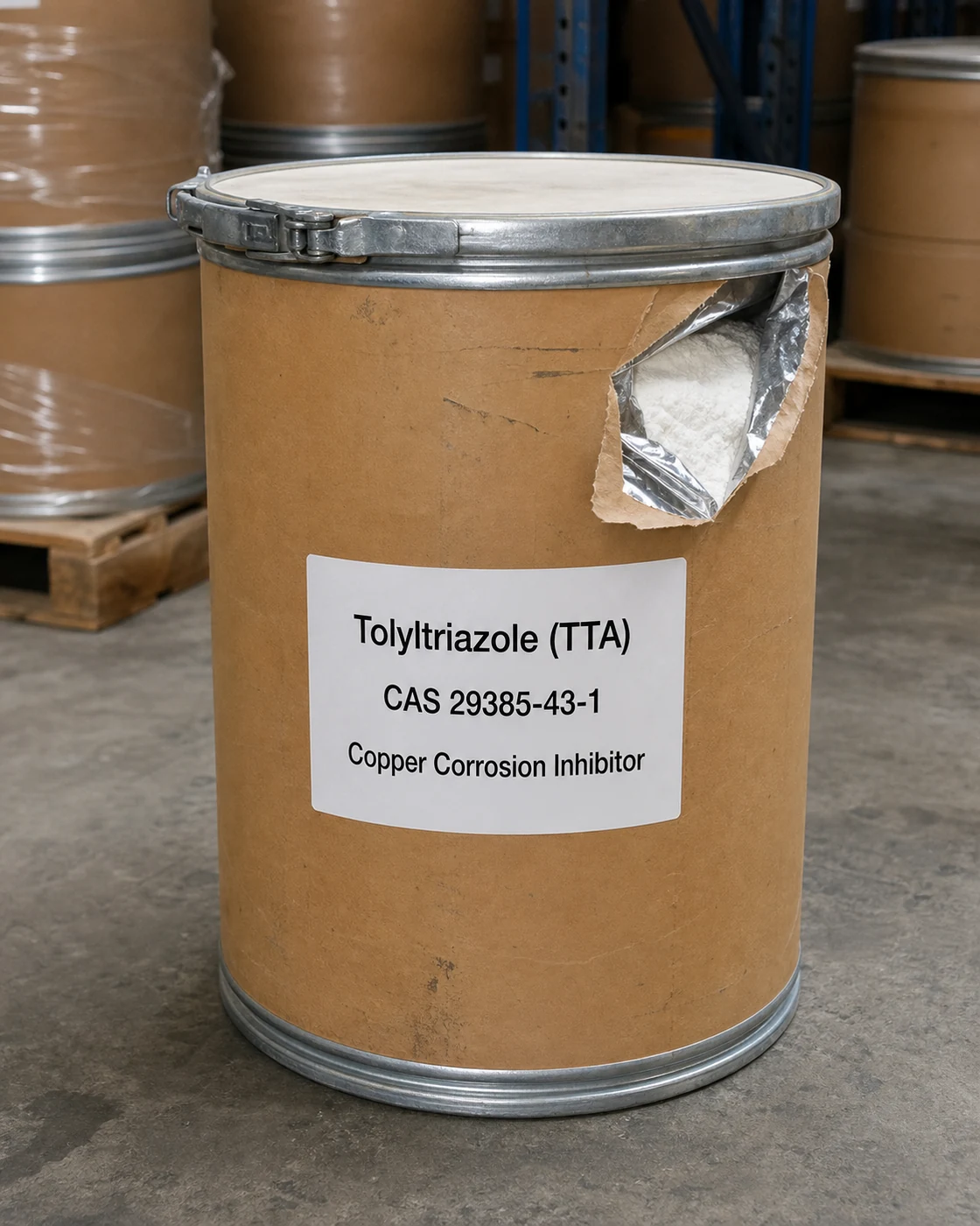 Tolyltriazole TTA CAS 29385-43-1 copper corrosion inhibitor powder in industrial fibre drum Tolyltriazole (TTA) CAS 29385-43-1