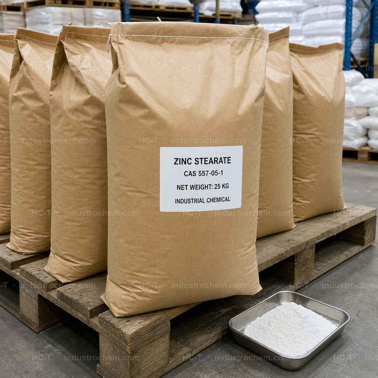 Zinc stearate CAS 557-05-1 in 25 kg bags with white powder