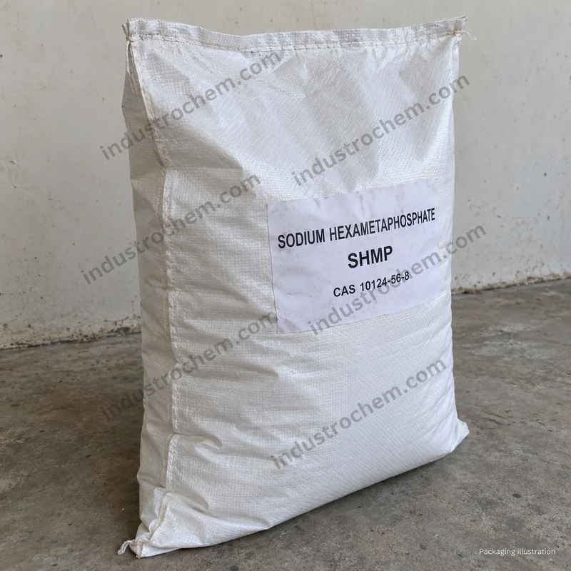 Sodium Hexametaphosphate (SHMP) CAS 10124-56-8 — three-quarter packaging view Sodium Hexametaphosphate (SHMP) CAS 10124-56-8